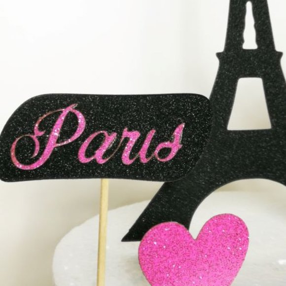 Set of 7 Paris Eiffel Tower Cake Topper - Picture 2 of 3